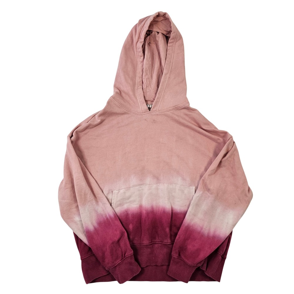 Wildfox Womens Pink Ombre Dip Dye Pullover Hoodie Sweatshirt Small Burgundy